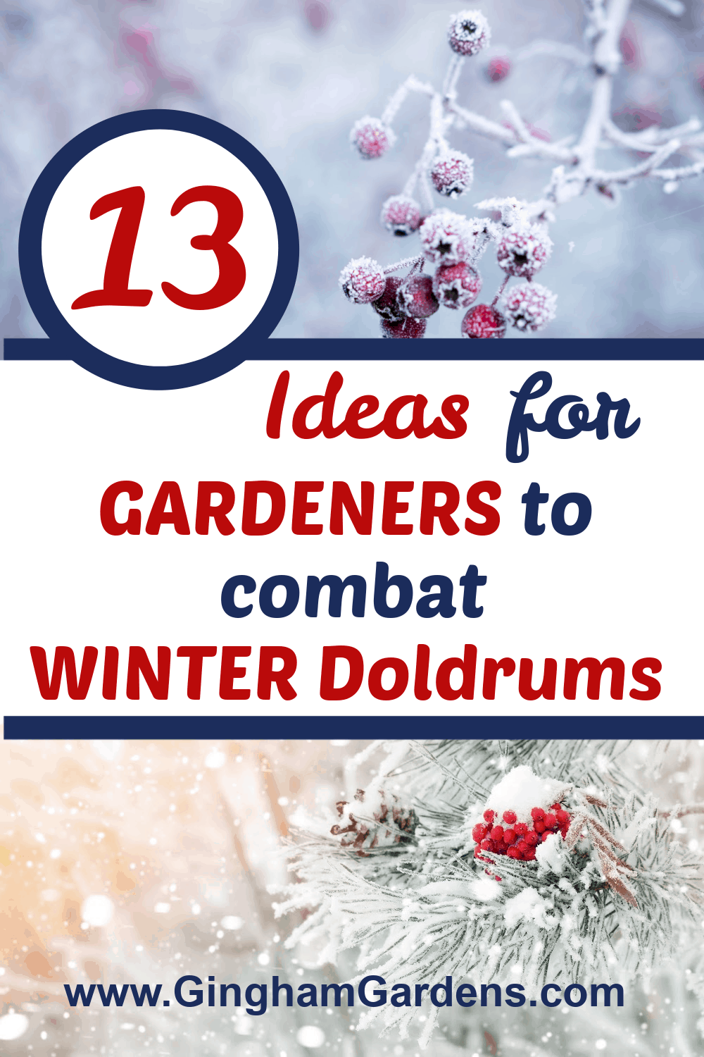 Winter Outdoor Images with Text Overlay - 13 Ideas for Gardeners to combat Winter Doldrums