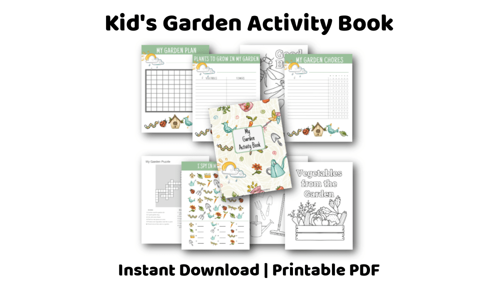 Images of pages of a Kids Garden Activity Book