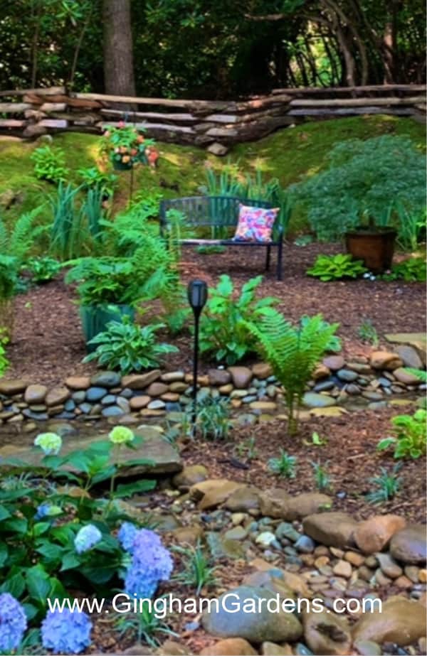 Image of a bench in a garden