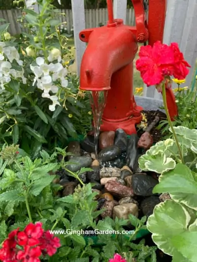 Vintage Water Pump Fountain and Planter - after