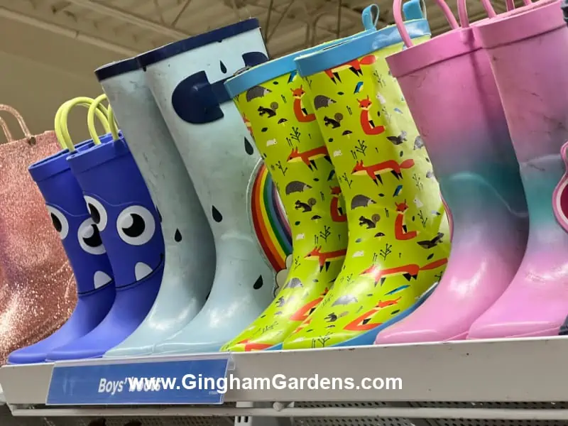 Children's Rain boots in a thrift store.