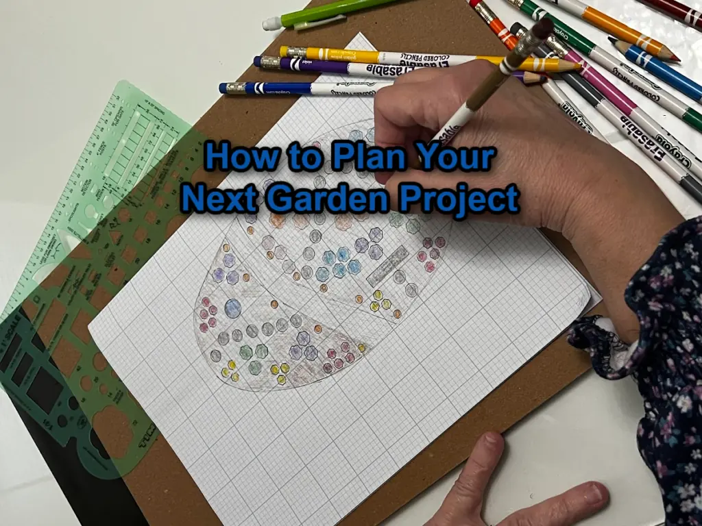 Garden plan with text overlay - How to Plan Your Next Garden Project